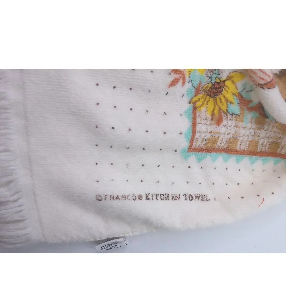 Vintage Jay Franco Crochet Top Kitchen Hand Towels Teddy Bear Set Of 2